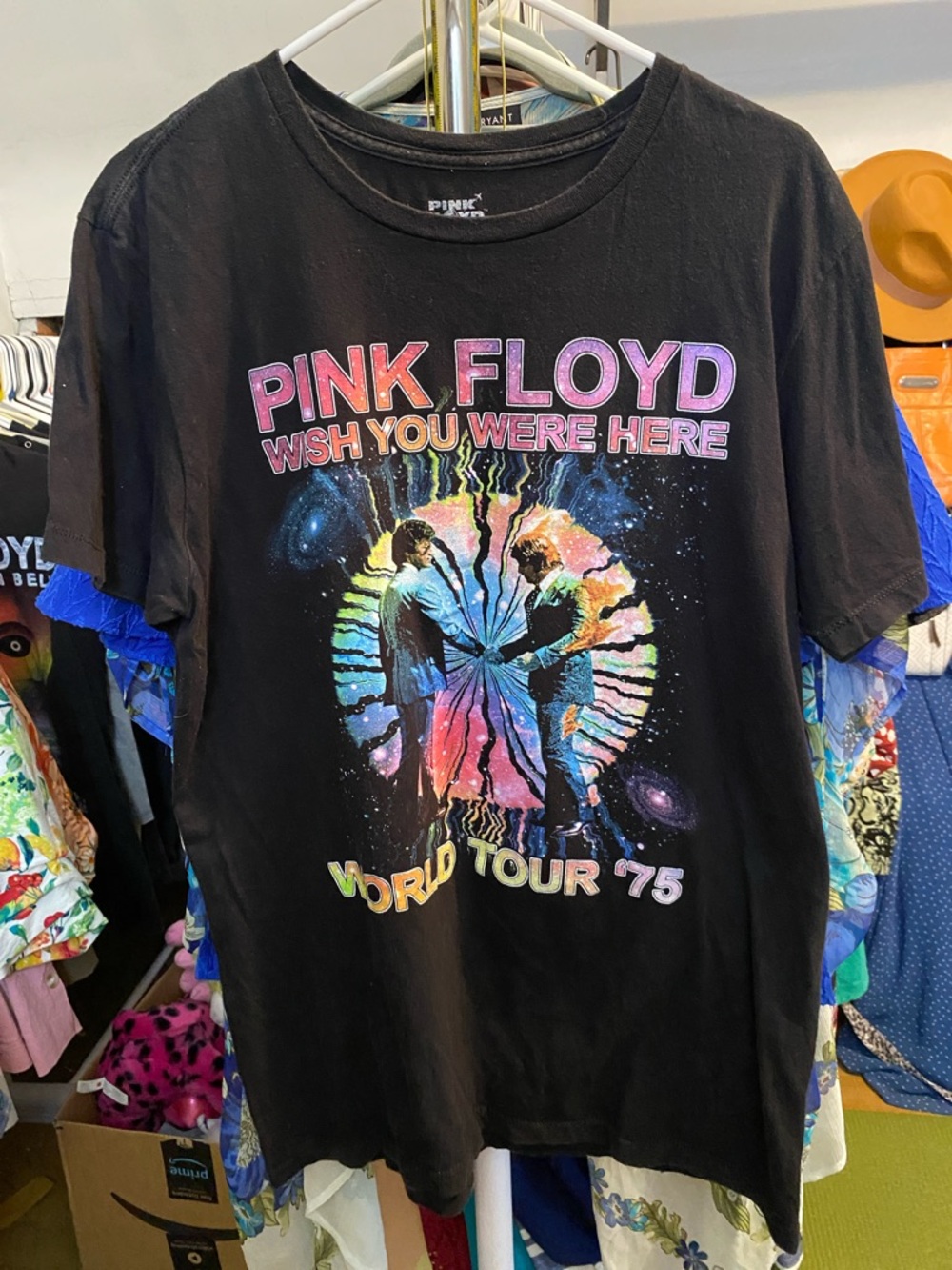 Pink Floyd Black Tee with Multicolor Cosmic Graphic